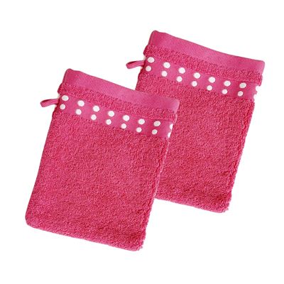 Gants de toilette 15x21 lot de 2 - rose