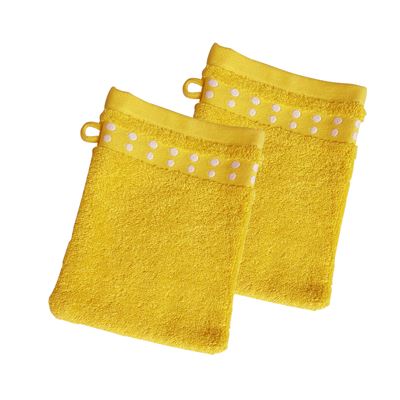 Gants de toilette 15x21 lot de 2 - jaune