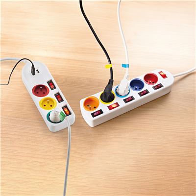 Multiprise 3 prises + USB - Multicolore