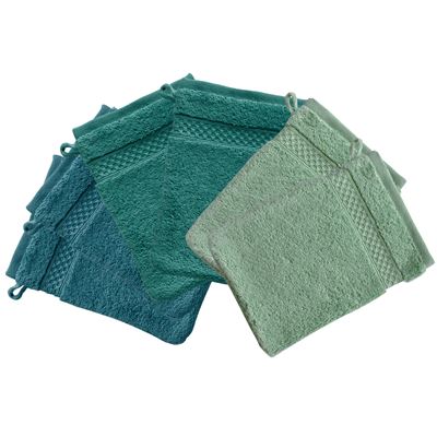 Lot de 6 gants de toilette 15x21 - vert