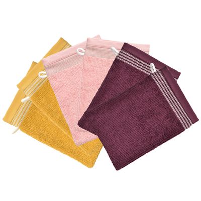 Lot de 6 gants de toilette 15x21 - rose